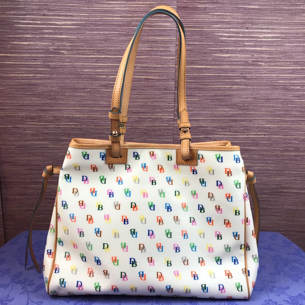 Dooney & Bourke White Rainbow Logo Tote